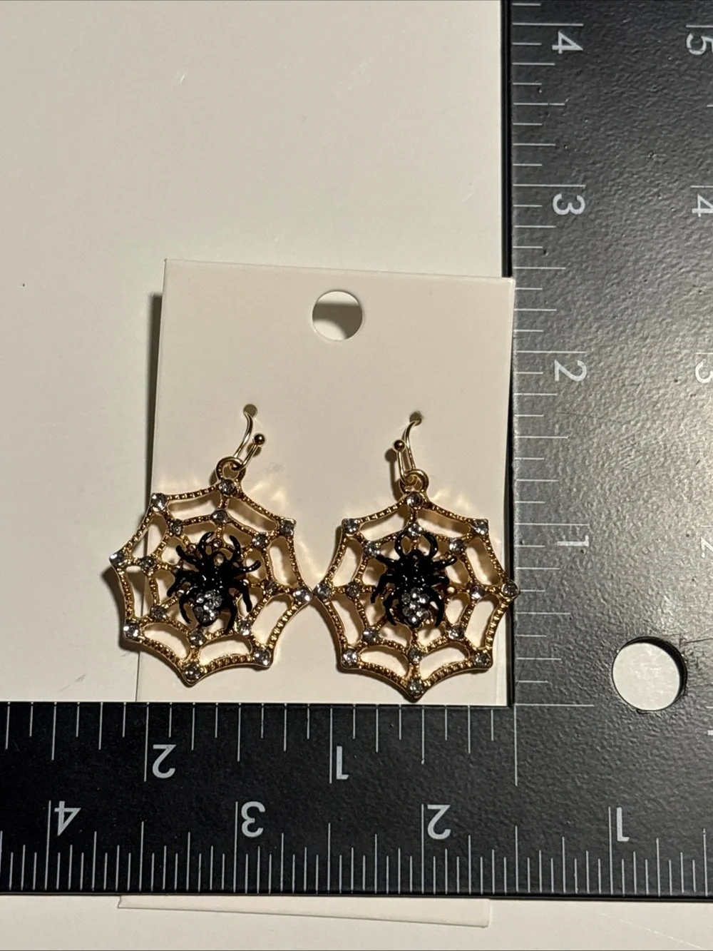 Gold Tone Alloy Spider Web Dangle Earrings New
